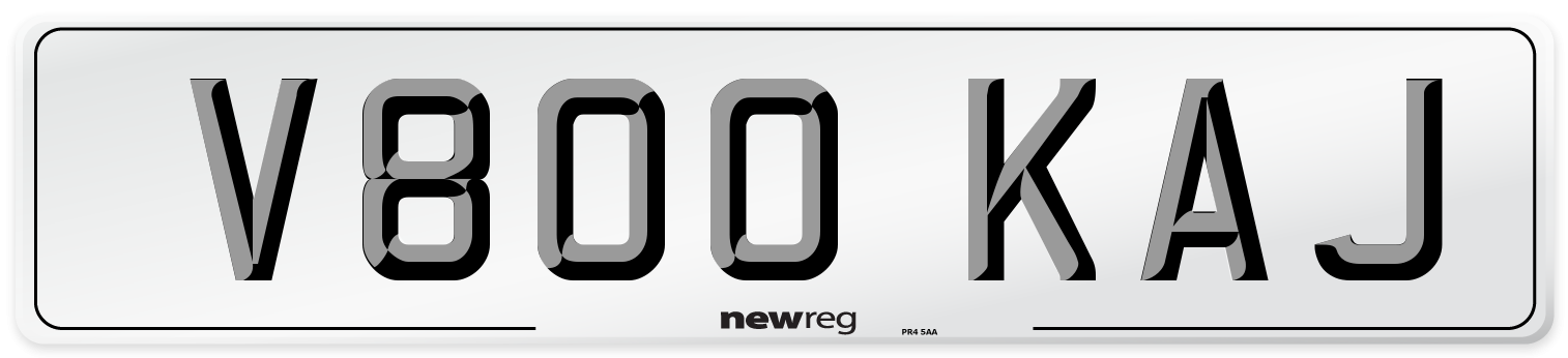 V800 KAJ Number Plate from New Reg